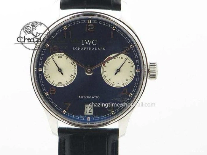 MIROTIME 0502 TimelessDesign Portuguese IW358304 ZF 1:1 Best Edition SS Blue Dial on Leather Strap A 7078